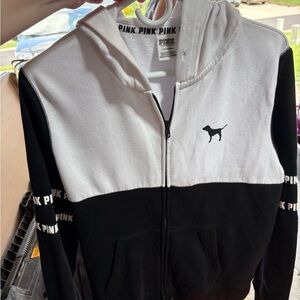 PINK Victoria's Secret Black and White Hoodie
